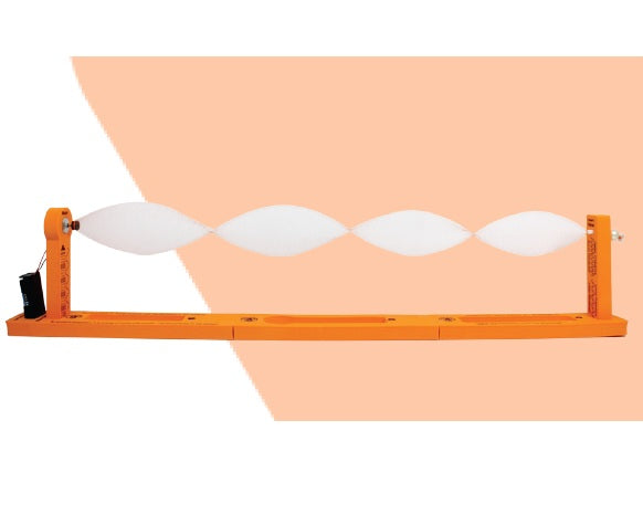 Orange tool with white wavy attachments on a peach background