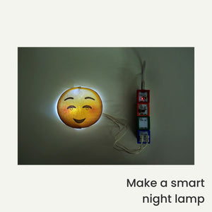 Smart night lamp with emoji design on a white background. Havi 7 in 1 DIY Smart Light School Projects Kit 7 in 1 STEAM Projects Kit product image 4 at go science