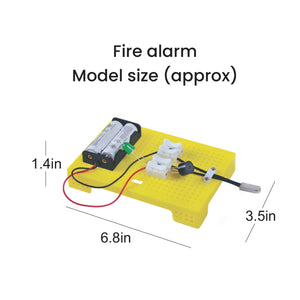 Fire alarm model with dimensions on a white background. ITSY BITSY DIY STEM Learning Kit Build Your Own Fire Alarm_Go_Science_product_image_5