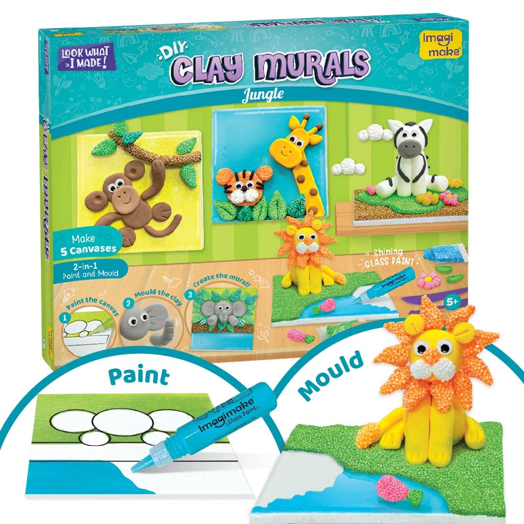 Imagimake Clay Murals - Jungle - Modelling Clay & Glass Paint Image 1