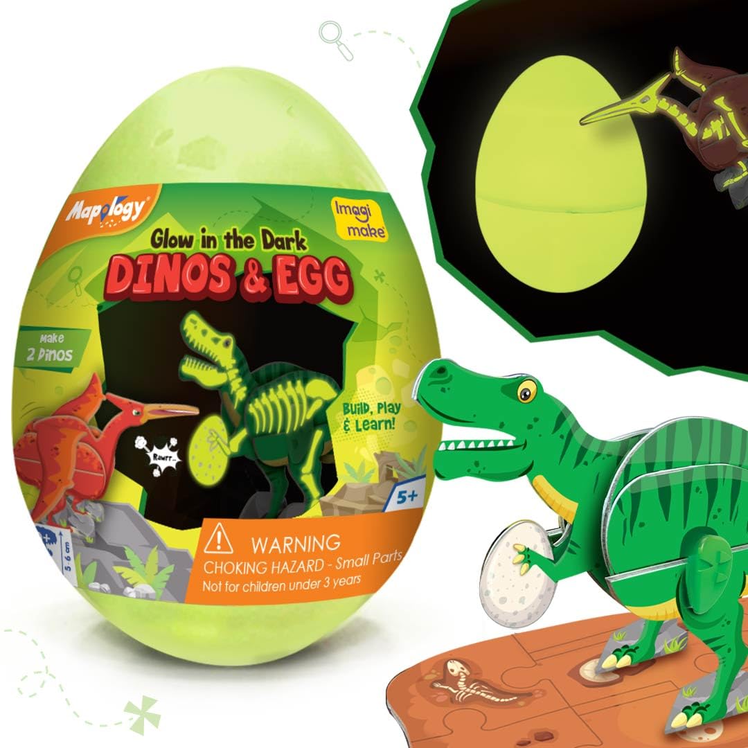 Imagimake Mapology Glow in The Dark Dinos & Egg Green Image 1