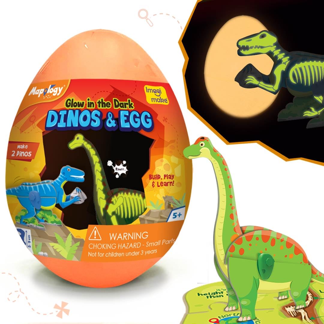 Imagimake Mapology Glow in The Dark Dinos & Egg Image 1