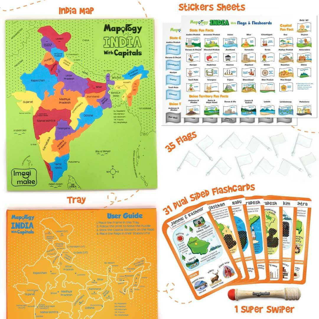 Imagimake India With Flags and Flash Card Mapology  Go Science Goods.
