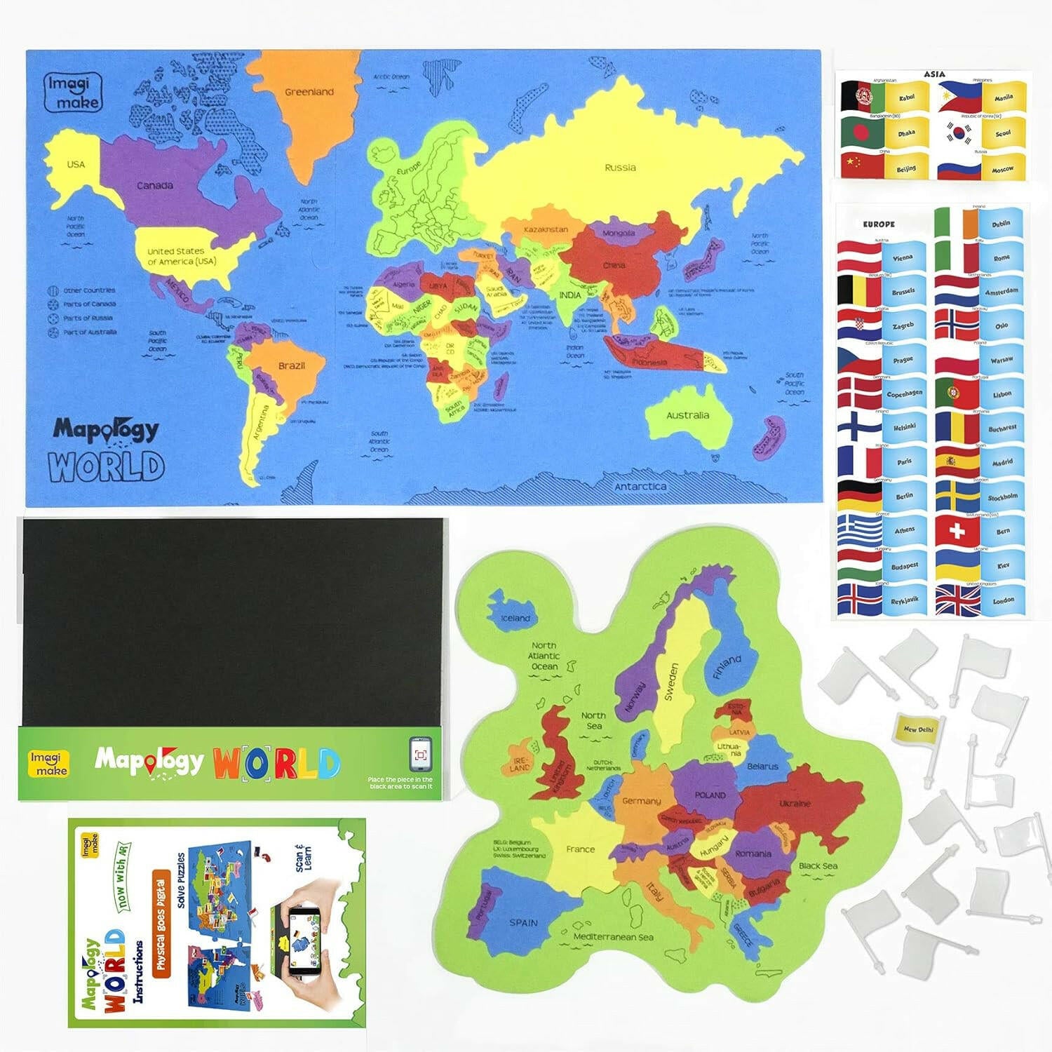 Imagimake Mapology World Augmented Reality  Go Science DIY | MAP ACTIVITY KIT | 5+ | WORLD MAP | AR.