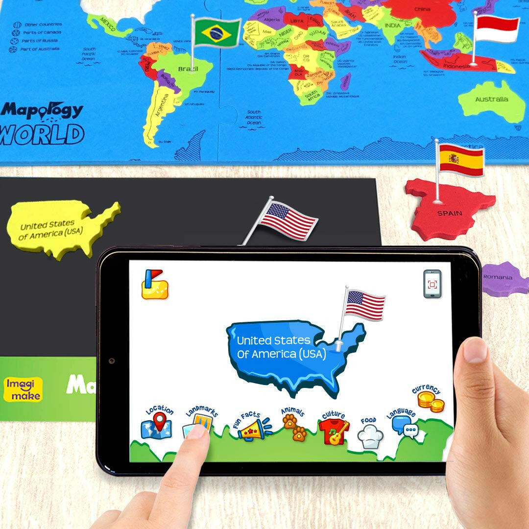 Imagimake Mapology World Augmented Reality  Go Science DIY | MAP ACTIVITY KIT | 5+ | WORLD MAP | AR.