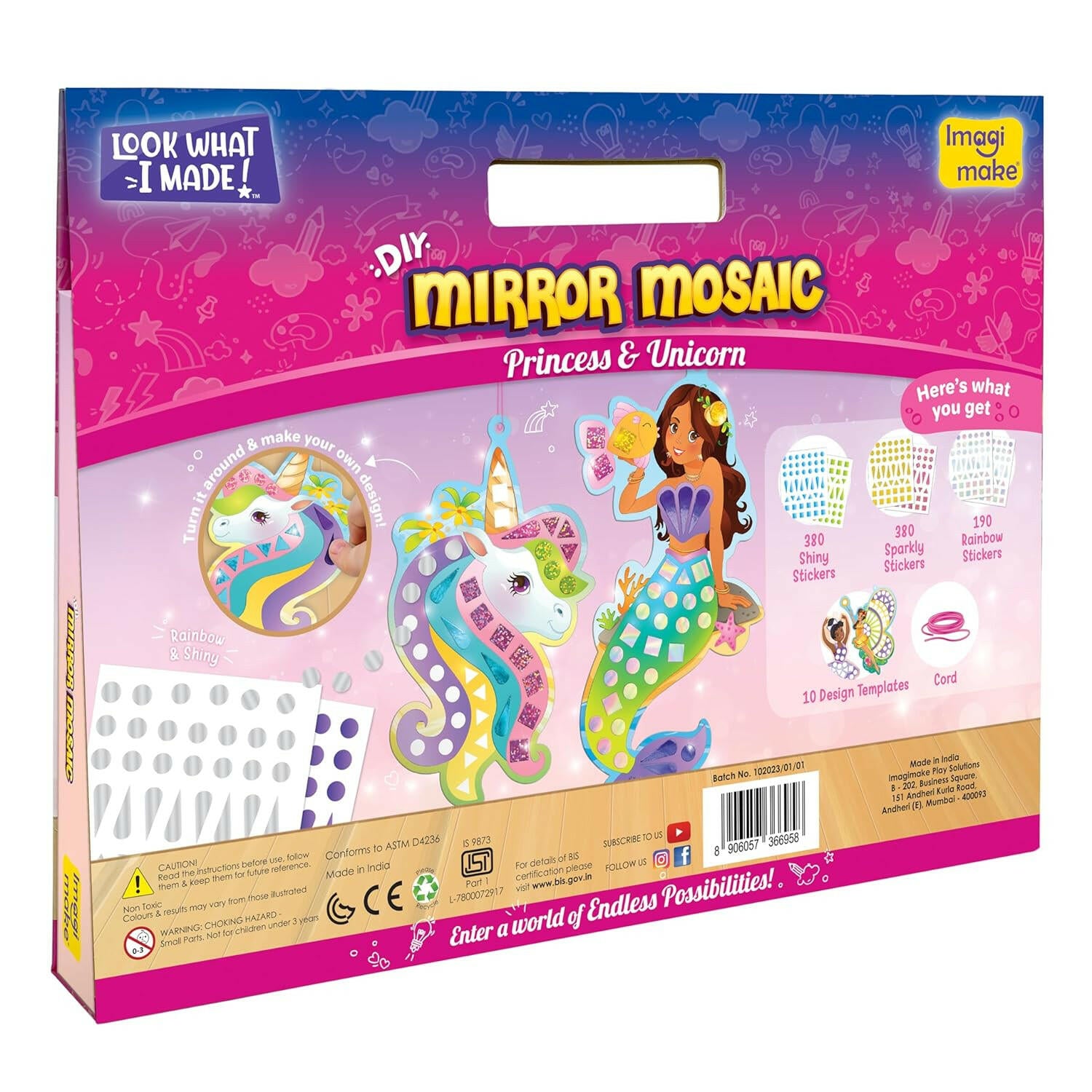 Imagimake Mirror Mosaic Princess & Unicorn  Go Science DIY | Arts & CRAFT | AGE 3+ | Mirror Mosaic Craft | Princess & Unicorn Theme.