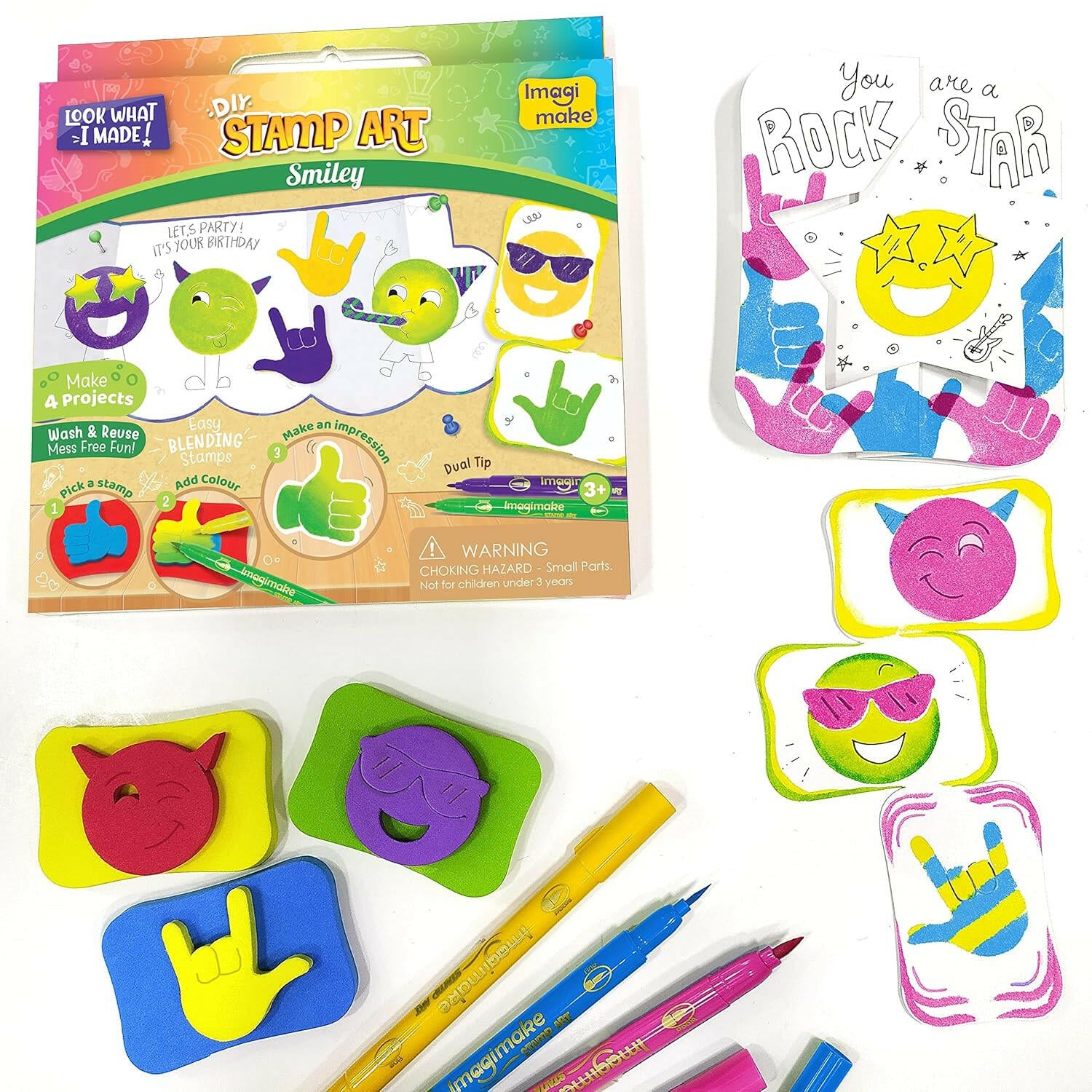 Imagimake Stamp Art Smiley Themed  Go Science DIY | STAMP ART ACTIVITY KIT | AGE 3+ | SMILEY THEME.