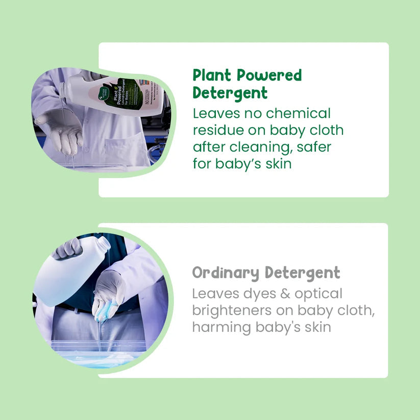 Comparison of plant-powered detergent and ordinary detergent on a green background. MotherSparsh Laundry Detergent 200mlx2 ( Buy 1 Get 1) go littles product image 4