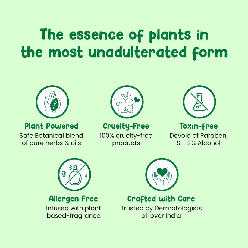 Green background with icons and text highlighting plant-based, cruelty-free, toxin-free, allergen-free, and dermatologist-trusted product features. MotherSparsh Laundry Detergent 200mlx2 ( Buy 1 Get 1) go littles product image 5