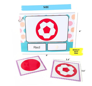 Educational card with red circle and text, showing size measurements. Nerdnerdy Speech Development Using Visual Strength of Autistic Learner_available at Go Science_image 4
