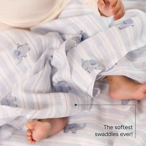 Nintara Baby Muslin Baby Swaddle  Extra-Large 47" x 47" Little Elephants Design at go littles product image 2