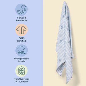 Nintara Baby Muslin Baby Swaddle  Extra-Large 47" x 47" Little Elephants Design at go littles product image 8