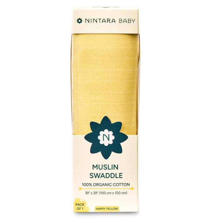  Nintara Baby Muslin Baby Swaddle Happy Yellow 39x39 at Go Littles product image 3
