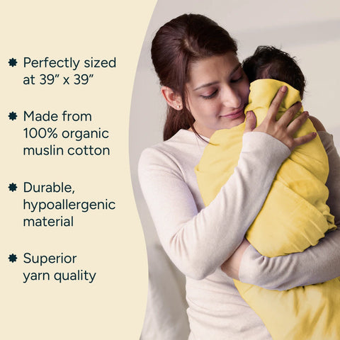  Nintara Baby Muslin Baby Swaddle Happy Yellow 39x39 at Go Littles product image 4
