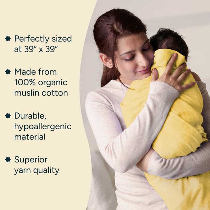  Nintara Baby Muslin Baby Swaddle Happy Yellow 39x39 at Go Littles product image 4