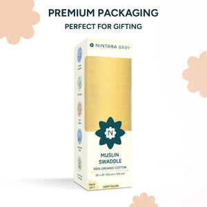  Nintara Baby Muslin Baby Swaddle Happy Yellow 39x39 at Go Littles product image 7