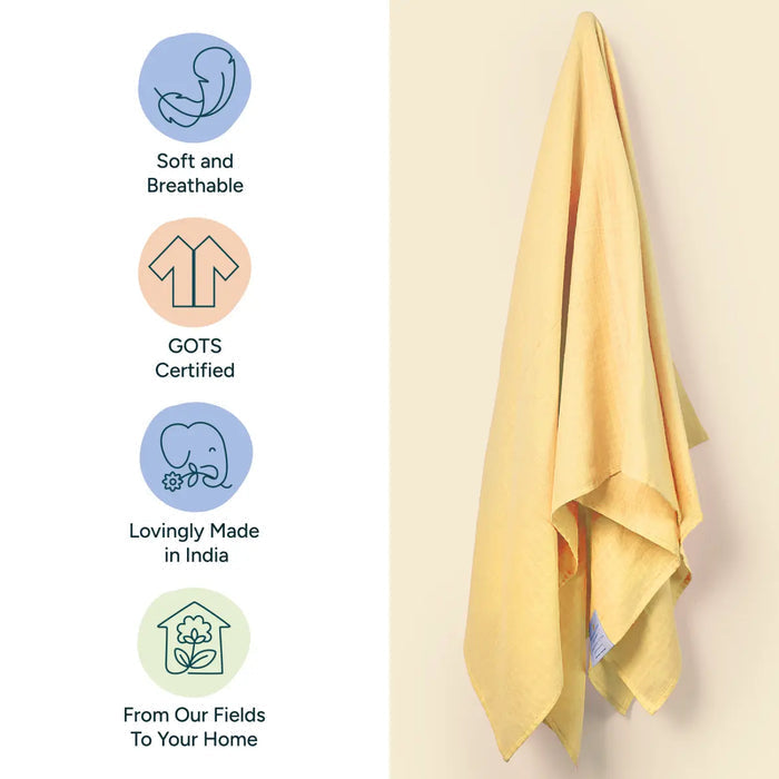  Nintara Baby Muslin Baby Swaddle Happy Yellow 39x39 at Go Littles product image 9