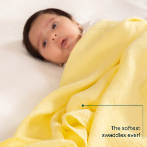  Nintara Baby Muslin Baby Swaddle Happy Yellow 39x39 at Go Littles product main image
