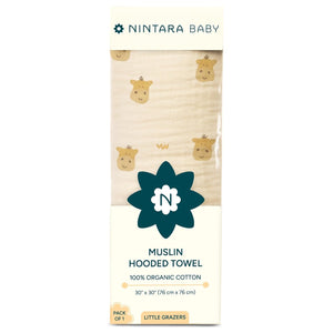  Nintara Baby Muslin Hooded Towel  30 X 30 Little Grazzers  at Go Littles product image 