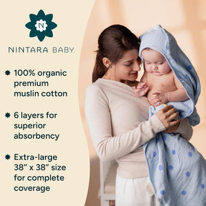 Nintara Baby Muslin Hooded Towel 38" X 38" Butterscotch at Go Littles product main image 4