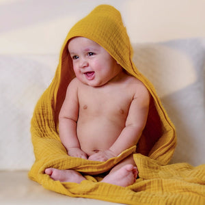 Nintara Baby Muslin Hooded Towel 38" X 38" Butterscotch at Go Littles product main image 9