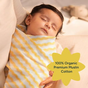Nintara Baby Muslin Swaddle 39"x39"  Happy Waves at go littles product main image