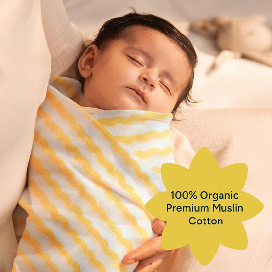 Nintara Baby Muslin Swaddle 39"x39"  Happy Waves at go littles product main image