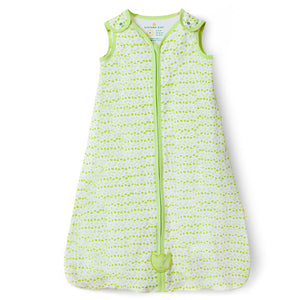 Baby sleeping bag with green and white pattern on a white background. Nintara  Baby Sleep Sack 0.5 TOG Forest Flutter XL Size Go Littles product main Image