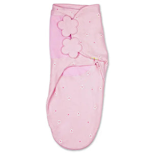 Pink baby swaddle with floral designs on a white background. Nintara Wake Me Not Swaddle Pretty Petals for 0 to 3 Months go littles product image 9