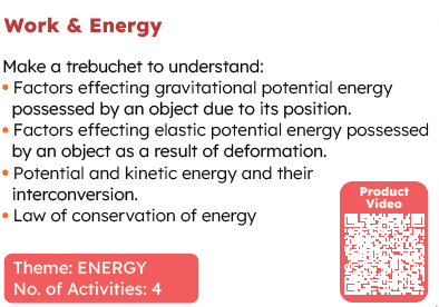 Educational material about energy with text and a QR code on a black background