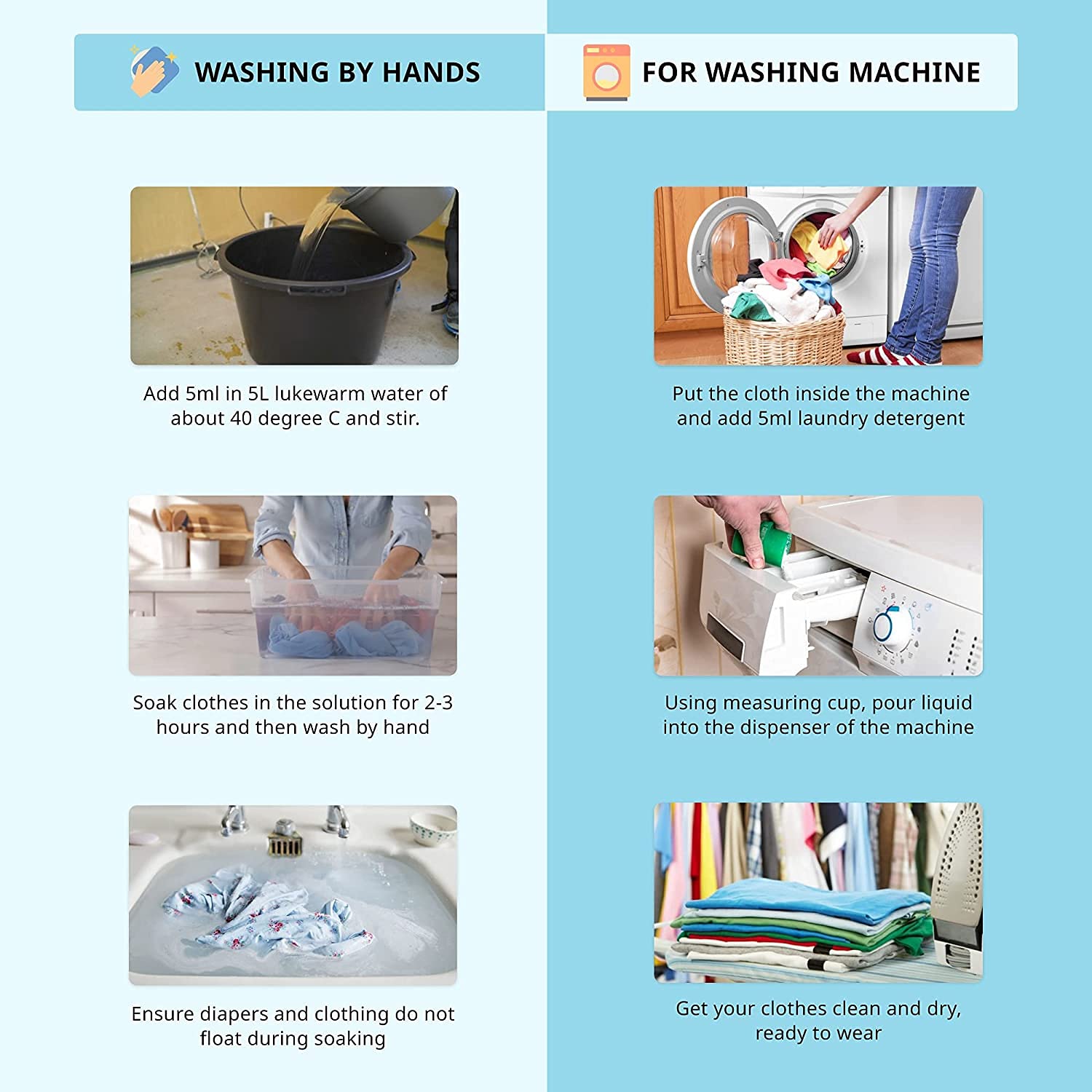 Step-by-step guide on washing clothes by hand and using a washing machine. Pigeon Baby Laundry Detergent Liquid 600ml go littles main image 5