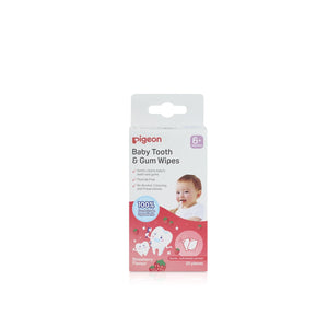 Pigeon baby tooth and gum wipes packaging on a white background. Pigeon Baby Tooth Gum Wipes Strawberry Flavor go littles main product image