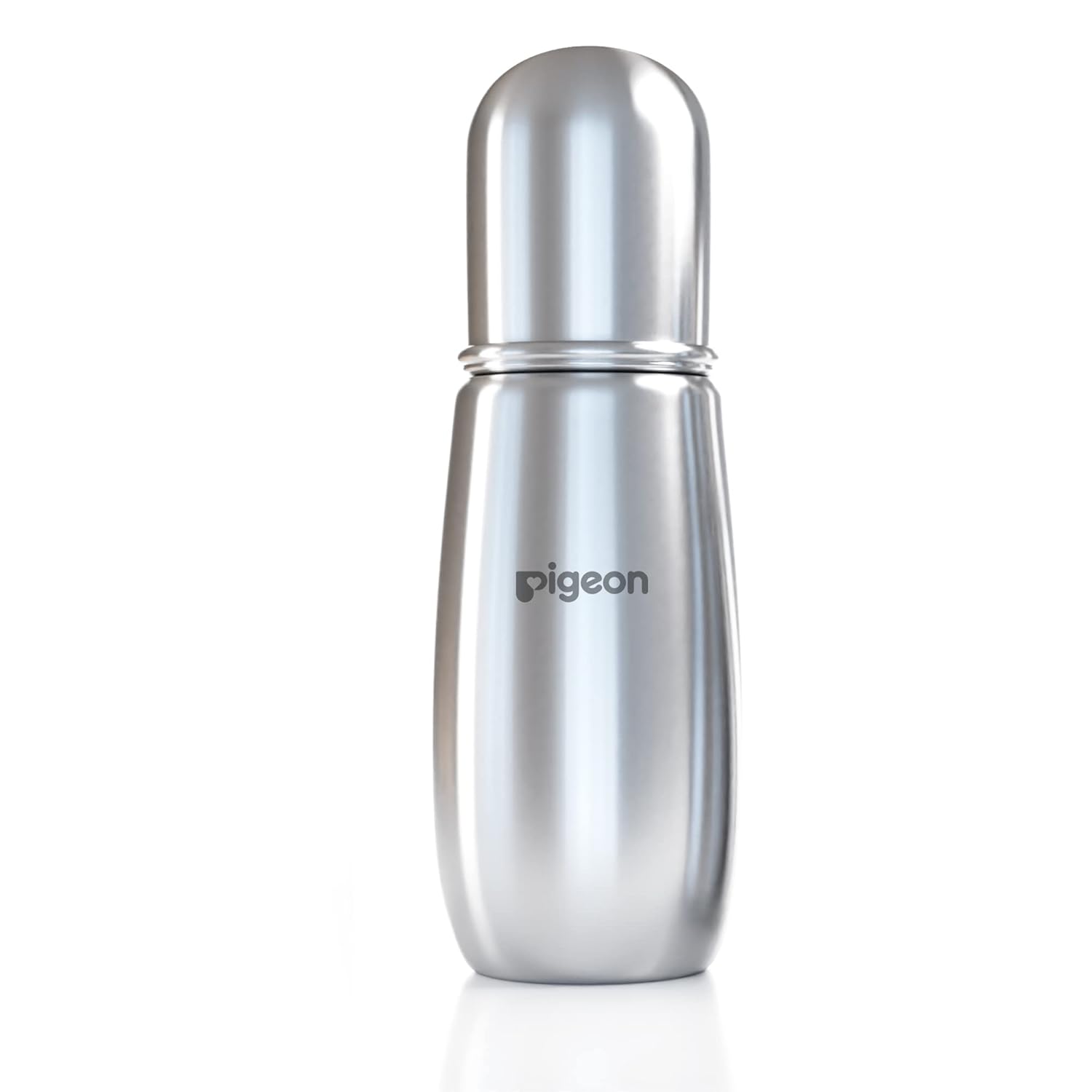 Stainless steel bottle with 'Pigeon' branding on a white background. Pigeon Steel Feeding Bottle  220ml  Y Size  6months+ go little product main image