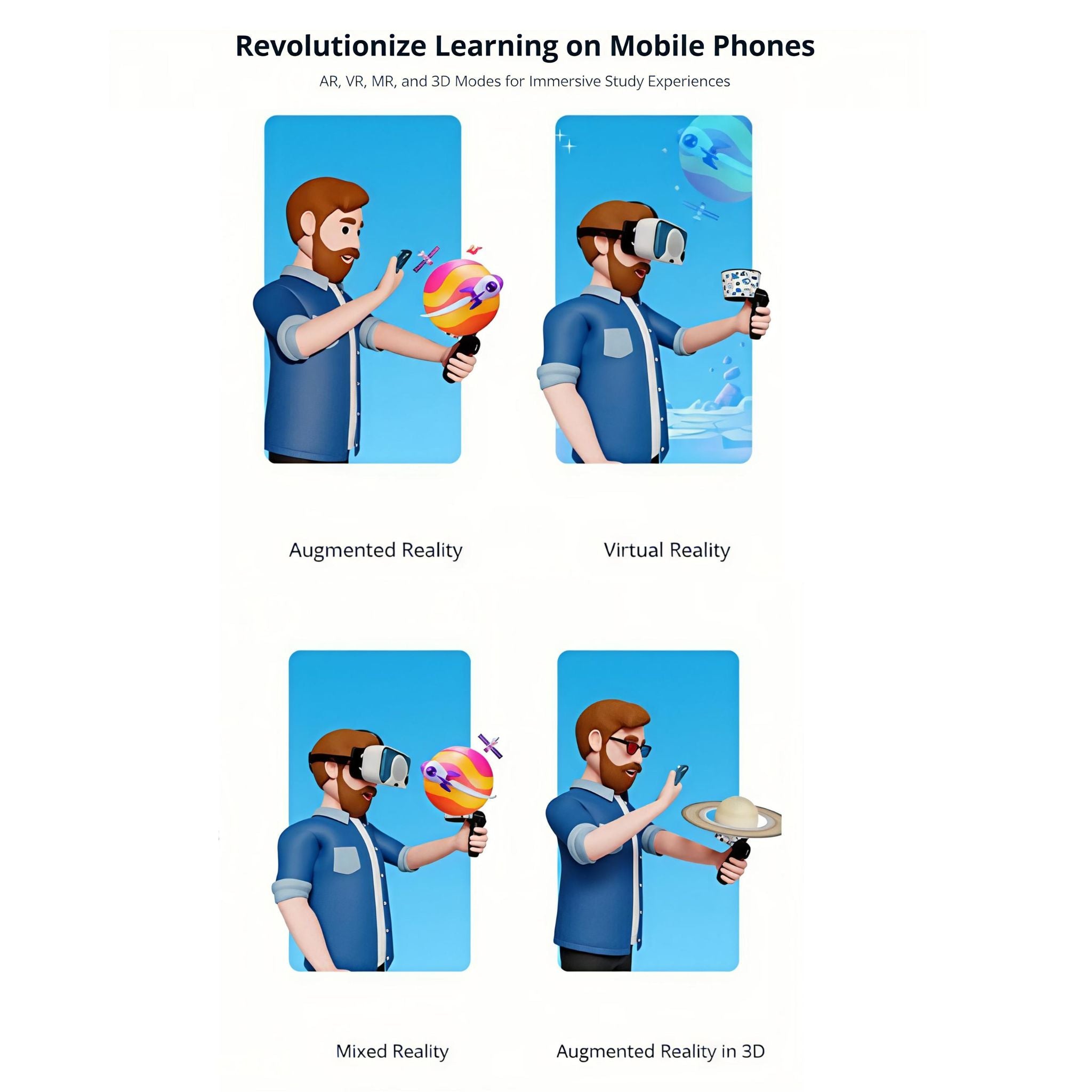 Sense XR AR-VR Educational Controller by Tech XR in use with smartphone for immersive learning in AR, VR, MR, and 3D modes, available at Go Science.