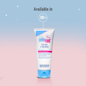 Sebamed Baby rash cream tube on a gradient background