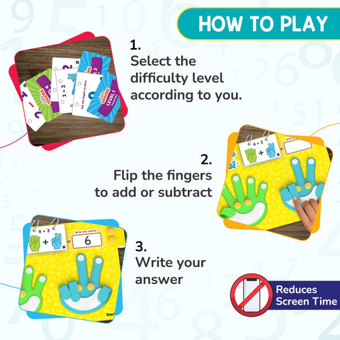 Educational game for children with cards and a board, showing how to play. Smartivity Math Genius Educational Toy for Kids 3+ Years product image 4 go science