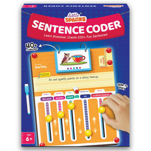 Little Sparks SentenceCoder educational toy packaging with colorful design and text. Smartivity Sentence Coder Educational Grammar Game for Kids 6-12 Years at go science