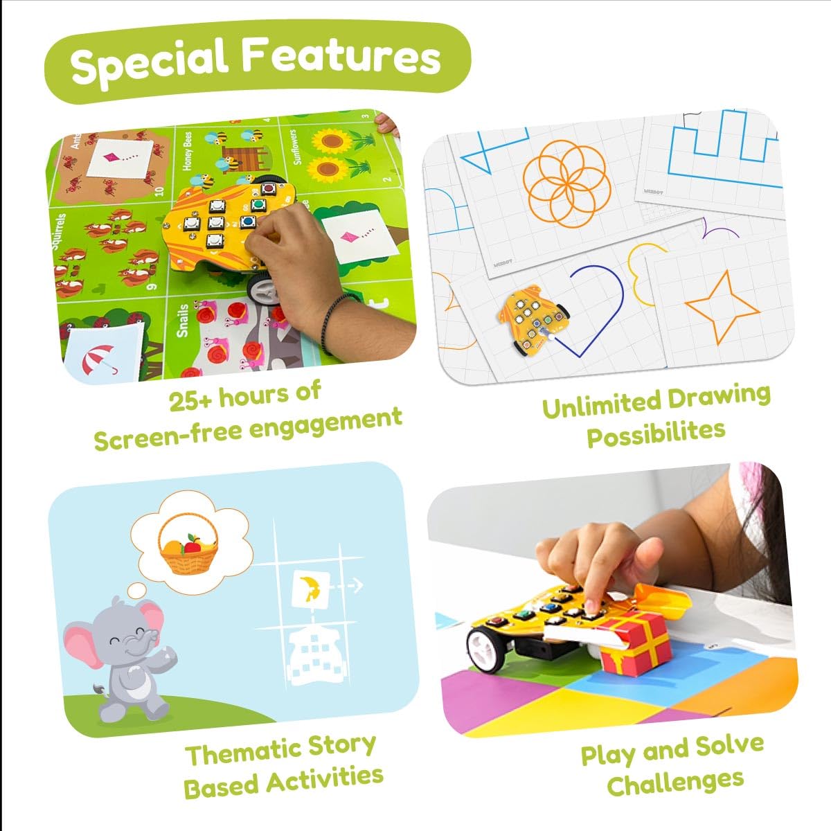 Educational toy with screen-free engagement features and drawing activities. Stempedia Wizbot Maxx Jungle Safari – Screen-Free STEM Robot Toy for Kids Age 4+ image 3 available at go science 