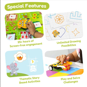 Educational toy with screen-free engagement features and drawing activities. Stempedia Wizbot Maxx Jungle Safari – Screen-Free STEM Robot Toy for Kids Age 4+ image 3 available at go science 