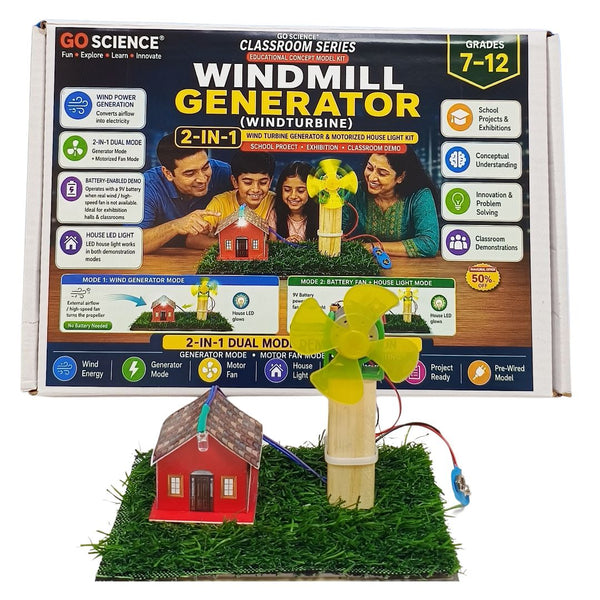 Windmill Generator (Windturbine) School Project - 2-in-1 Wind Turbine Generator & Motorized House Light Kit