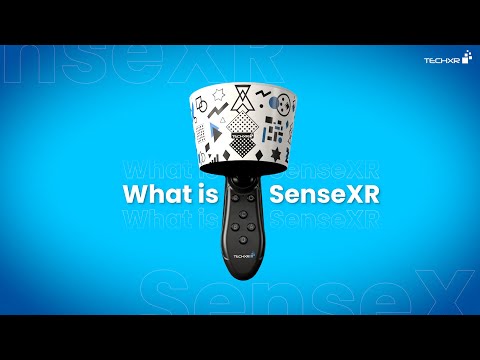Sense XR AR-VR Educational Controller by Tech XR with 6 DoF, featured on a blue background. Available at Go Science for immersive learning.