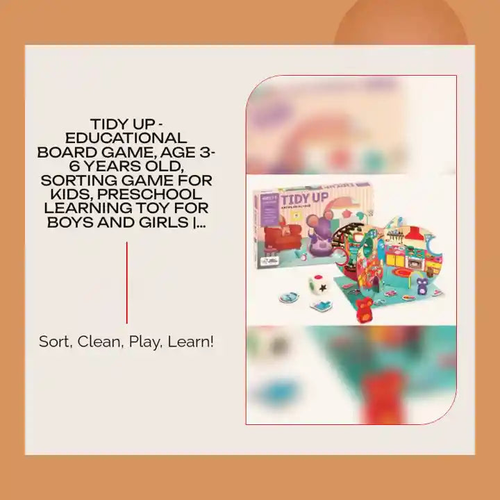Tidy Up - Educational Board Game, Age 3-6 Years Old, Sorting Game for Kids, Preschool Learning Toy for Boys and Girls | Chalk and Chuckles by@Outfy