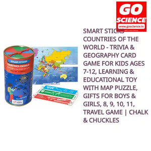 Smart Sticks Countries of The World - Trivia &amp; Geography Card Game for Kids Ages 7-12, Learning &amp; Educational Toy with Map Puzzle, Gifts for Boys &amp; Girls, 8, 9, 10, 11, Travel Game | Chalk &amp; Chuckles by@Outfy