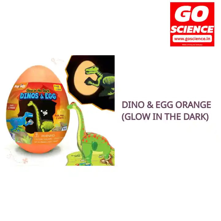 Dino &amp; Egg Orange (Glow in The Dark) by@Outfy